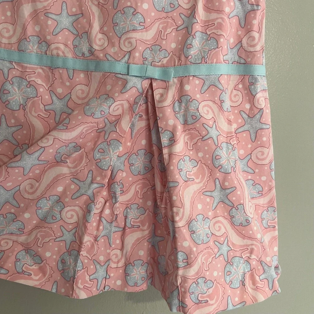 Vineyard Vines Girls 4T Pink Nautical Seahorse Starfish Drop Waist Shift Dress